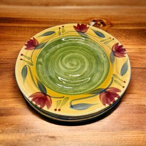 Lot Of 3 Pier 1 One Elizabeth 8.25” Plates.  Yellow Green Red Autumn.